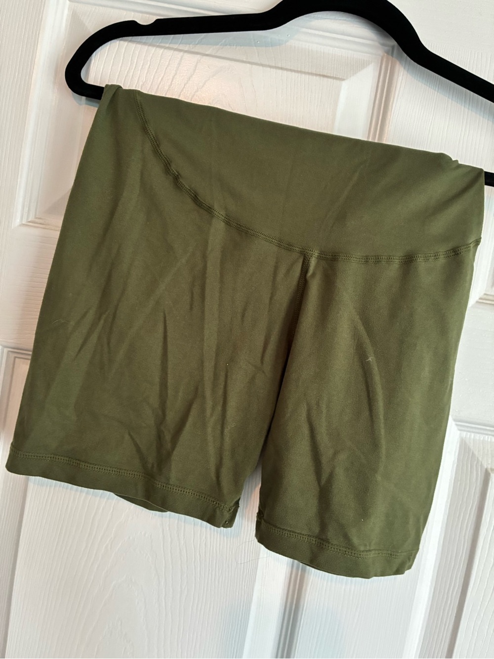 Olive Green & Black Women’s Active Maternity Shorts